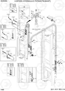 7480 3-SPOOL HYD PIPING(TS-MAST) 20L/25L/30L-7, Hyundai