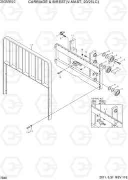 7040 CARRIAGE & B/REST(V-MAST,2.0/2.5TON) 20LC/25LC/30LC-7, Hyundai