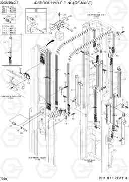 7380 4-SPOOL HYD PIPING(QF-MAST) 20LC/25LC/30LC-7, Hyundai