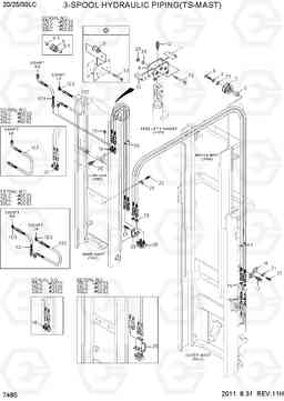 7485 3-SPOOL HYDRAULIC PIPING(TS-MAST) 20LC/25LC/30LC-7, Hyundai