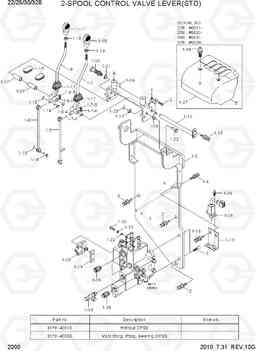 2000 2-SPOOL CONTROL VALVE LEVER(STD) 22B/25B/30B/32B-7, Hyundai