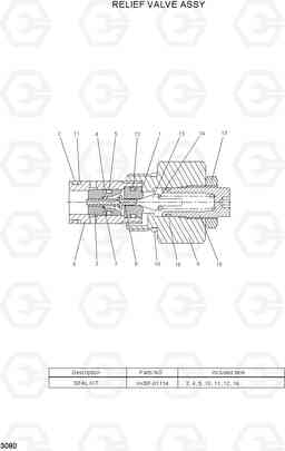 3080 RELIEF VALVE ASSY 22B/25B/30B/32B-7, Hyundai