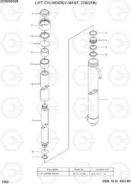 7050 LIFT CYLINDER(V-MAST, 22B/25B) 22B/25B/30B/32B-7, Hyundai