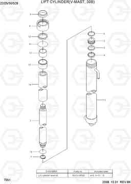 7051 LIFT CYLINDER(V-MAST, 30B) 22B/25B/30B/32B-7, Hyundai