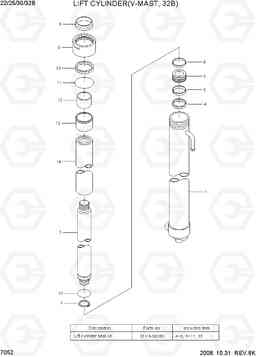 7052 LIFT CYLINDER(V-MAST, 32B) 22B/25B/30B/32B-7, Hyundai