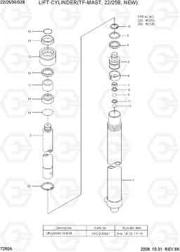 7260A LIFT CYLINDER(TF-MAST, 22B/25B, NEW) 22B/25B/30B/32B-7, Hyundai