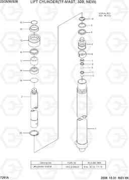 7261A LIFT CYLINDER(TF-MAST, 30B, NEW) 22B/25B/30B/32B-7, Hyundai