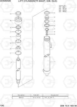 7262 LIFT CYLINDER(TF-MAST, 32B, OLD) 22B/25B/30B/32B-7, Hyundai