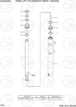 7270 FREE LIFT CYLINDER(TF-MAST, 22B/25B) 22B/25B/30B/32B-7, Hyundai