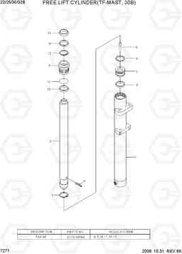 7271 FREE LIFT CYLINDER(TF-MAST, 30B) 22B/25B/30B/32B-7, Hyundai