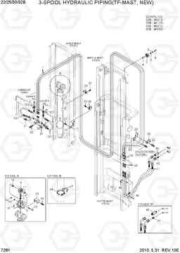 7281 3-SPOOL HYDRAULIC PIPING(TF-MAST, NEW) 22B/25B/30B/32B-7, Hyundai