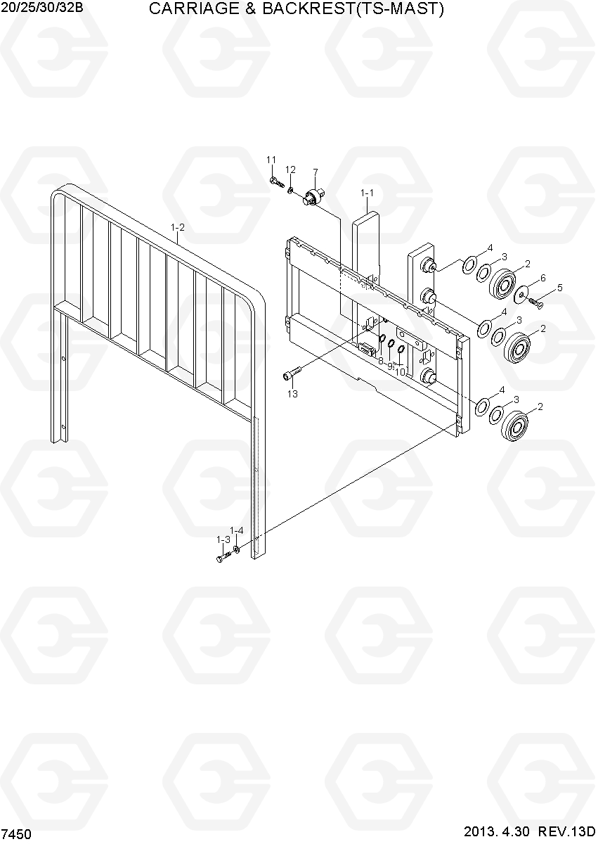 7450 CARRIAGE & BACKREST(TS-MAST) 22B/25B/30B/32B-7, Hyundai
