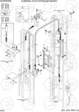 7570 3-SPOOL HYDRAULIC PIPING(QF-MAST) 22B/25B/30B/32B-7, Hyundai