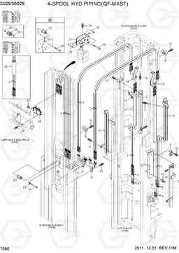7580 4-SPOOL HYDRAULIC PIPING(QF-MAST) 22B/25B/30B/32B-7, Hyundai