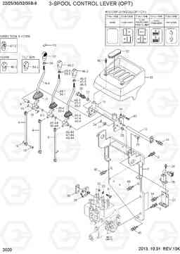 2020 3-SPOOL CONTROL LEVER (OPTION) 22/25/30/32/35B-9, Hyundai