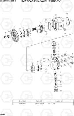 3090 HYD GEAR PUMP (WITH PRIORITY) 22/25/30/32/35B-9, Hyundai