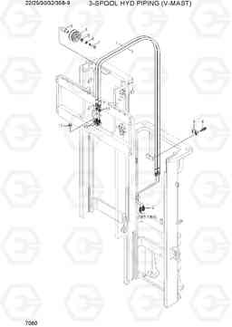 7060 3-SPOOL HYD PIPING (V-MAST) 22/25/30/32/35B-9, Hyundai