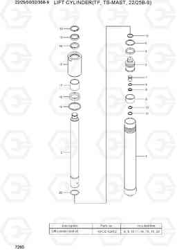 7260 LIFT CYLINDER (TF,TS-MAST, 22/25B-9) 22/25/30/32/35B-9, Hyundai