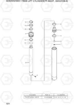 7271 FREE LIFT CYLINDER (TF-MAST,30/32/35B-9) 22/25/30/32/35B-9, Hyundai