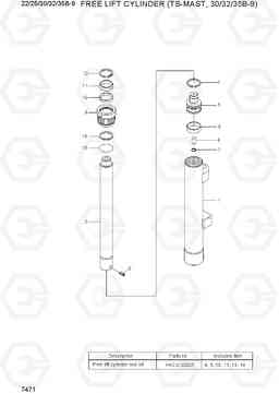 7471 FREE LIFT CYLINDER (TS-MAST,30/32/35B-9) 22/25/30/32/35B-9, Hyundai