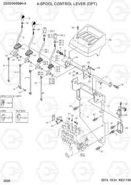 2020 4-SPOOL CONTROL LEVER (OPTION) 22/25/30/35BH-9, Hyundai