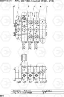 3010 MAIN CONTROL VALVE(3-SPOOL, STD) 22/25/30/35BH-9, Hyundai