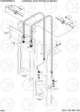 7070 4-SPOOL HYD PIPING (V-MAST) 22/25/30/35BH-9, Hyundai