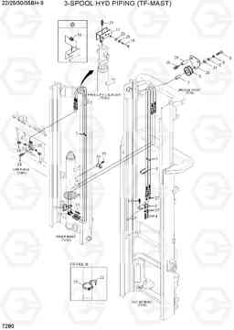 7280 3-SPOOL HYD PIPING (TF-MAST) 22/25/30/35BH-9, Hyundai