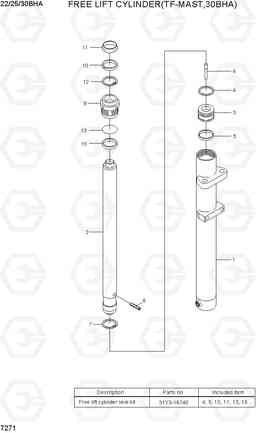 7271 FREE LIFT CYLINDER(TF-MAST, 30BHA) 22/25/30BHA-7, Hyundai