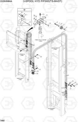 7480 3-SPOOL HYDRAULIC PIPING(TS-MAST) 22/25/30BHA-7, Hyundai