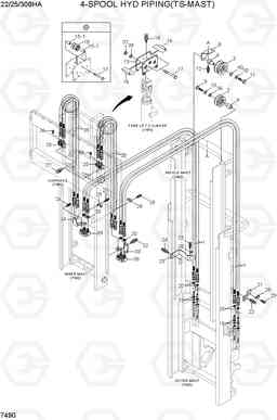 7490 4-SPOOL HYDRAULIC PIPING(TS-MAST) 22/25/30BHA-7, Hyundai
