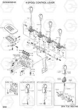 3030 4-SPOOL CONTROL LEVER 22/25/30/33D-9S, Hyundai