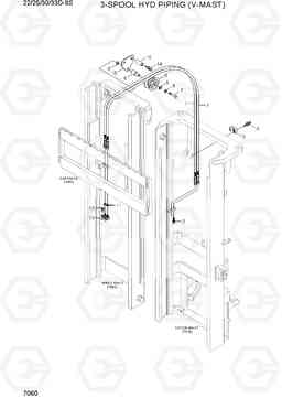 7060 3-SPOOL HYD PIPING (V-MAST) 22/25/30/33D-9S, Hyundai