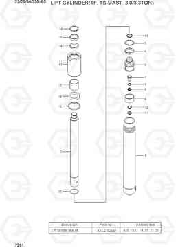 7261 LIFT CYLINDER (TF-MAST, 3.0/3.3TON) 22/25/30/33D-9S, Hyundai