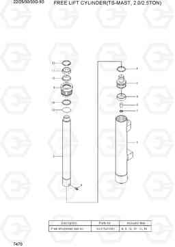 7470 FREE LIFT CYLINDER (TS-MAST,2.2/2.5TON) 22/25/30/33D-9S, Hyundai