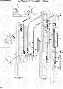 7581 4-SPOOL HYD PIPING(QF, 3.3TON) 22/25/30/33D-9S, Hyundai