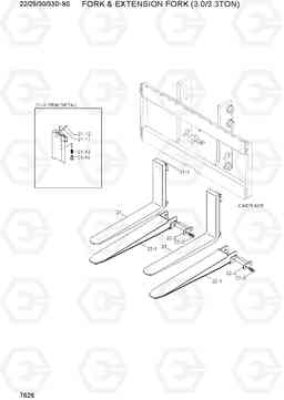 7626 FORK & EXTENSION FORK (3.0/3.3TON) 22/25/30/33D-9S, Hyundai