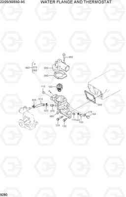 9280 WATER FLANGE AND THERMOSTAT 22/25/30/33D-9S, Hyundai
