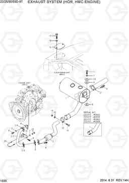 1035 EXHAUST SYSTEM (HOR, HMC ENGINE) 22/25/30/33D-9T, Hyundai