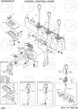 3020 3-SPOOL CONTROL LEVER 22/25/30/33D-9T, Hyundai