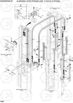 7580 4-SPOOL HYD PIPING(QF, 2.2/2.5/3.0TON) 22/25/30/33D-9T, Hyundai