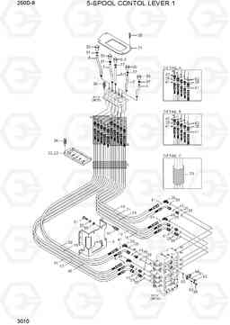 3010 5-SPOOL CONTROL LEVER 1 250D-9, Hyundai