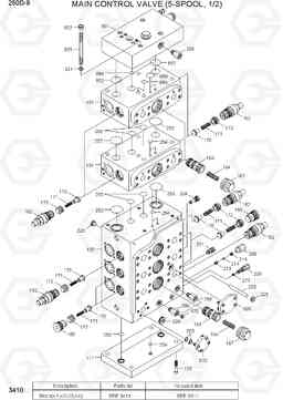 3410 MAIN CONTROL VALVE (5-SPOOL, 1/2) 250D-9, Hyundai