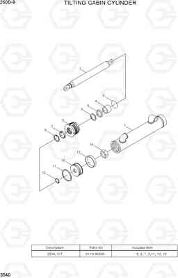 3540 TILTING CABIN CYLINDER 250D-9, Hyundai