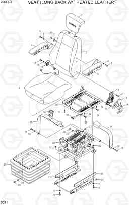 6091 SEAT (LONG BACK,W/T HEATED,LEATHER) 250D-9, Hyundai