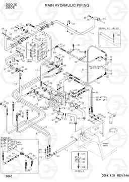 3040 MAIN HYDRAULIC PIPING 250D-7E, Hyundai