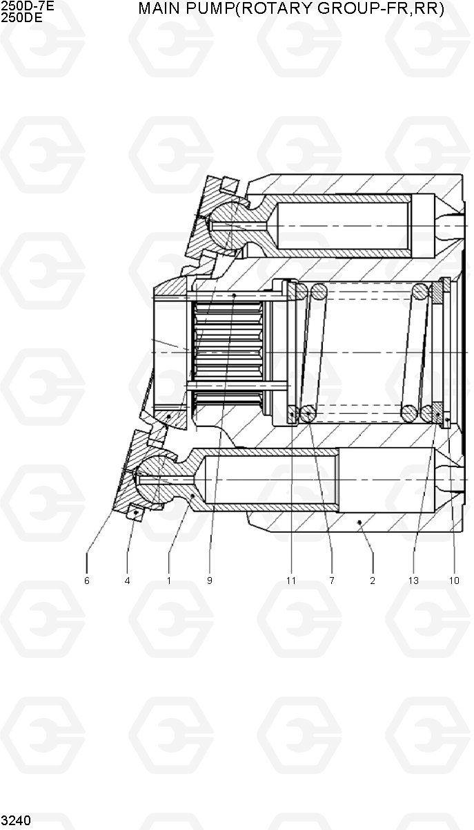 3240 MAIN PUMP(ROTARY GROUP-FR,RR) 250D-7E, Hyundai