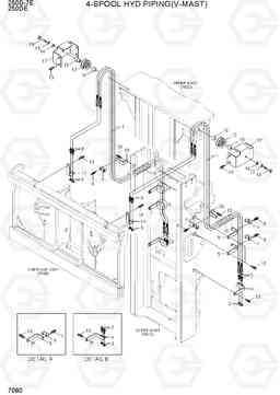 7080 4-SPOOL HYD PIPING(V-MAST) 250D-7E, Hyundai