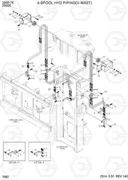 7082 4-SPOOL HYD PIPING(V-MAST) 250D-7E, Hyundai