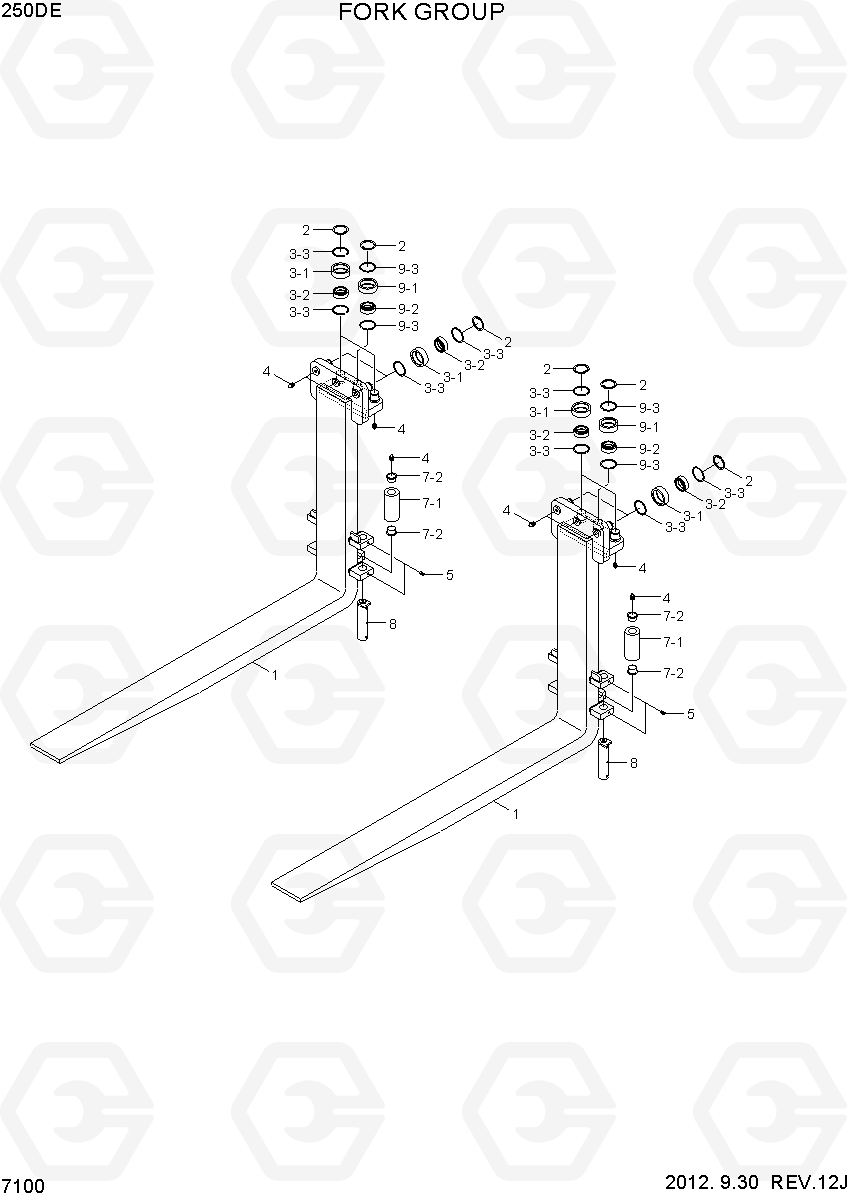 7100 FORK GROUP 250D-7E, Hyundai